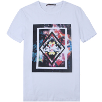 迪尔马奇夏季新品创意个性印花修身男装圆领短袖T恤衫M01630