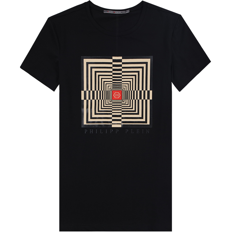 迪尔马奇夏季新品男士短袖T恤修身圆领印花学生半袖M01788