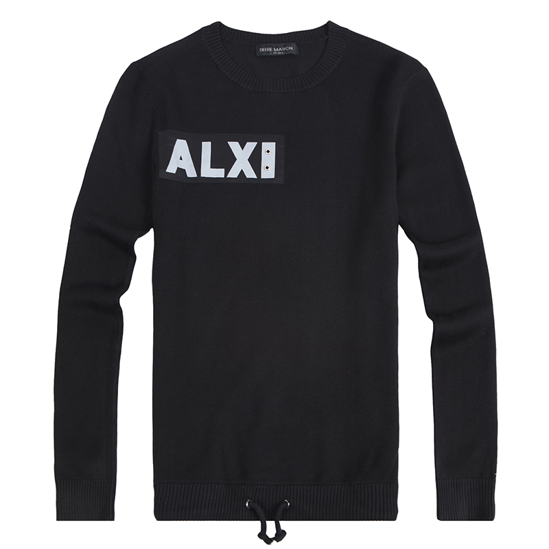 迪尔马奇秋冬新款男士套头毛衣 字母印花修身针织衫潮M11558