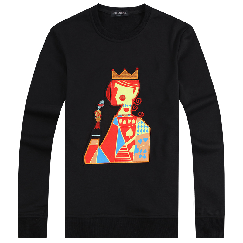 迪尔马奇春装新款男士圆领套头卫衣 男装刺绣红桃K潮装M08615