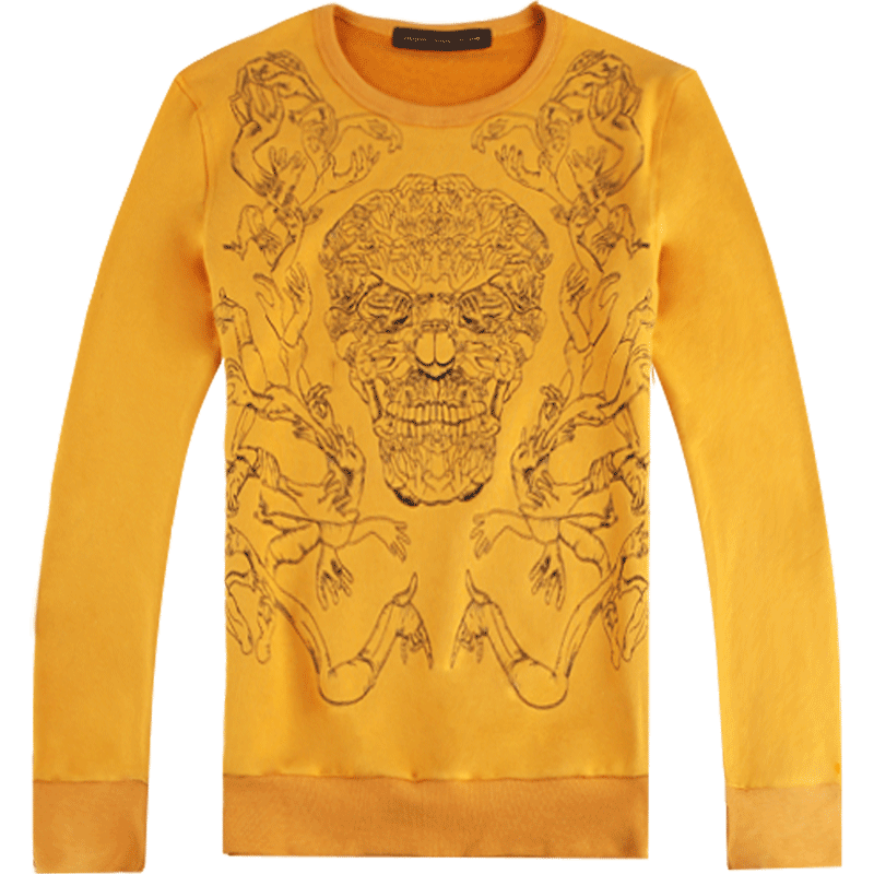 迪尔马奇春夏新品神秘千手骷髅刺绣男士长袖套头卫衣M08500