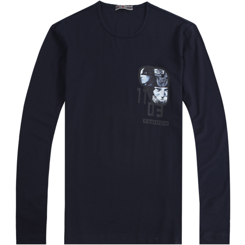 迪尔马奇春季新款男士修身长袖T恤 原创印花上衣打底衫M07621