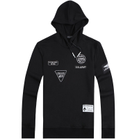 迪尔马奇春季新款男士休闲连帽套头卫衣个性贴标男装潮M08611