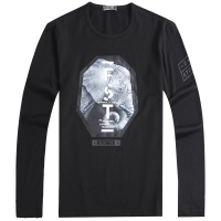 迪尔马奇春季新款男士长袖T恤 字母印花修身打底衫潮M07619