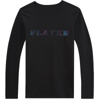 迪尔马奇春装新款男士休闲长袖T恤 渐变字母修身打底衫M07604