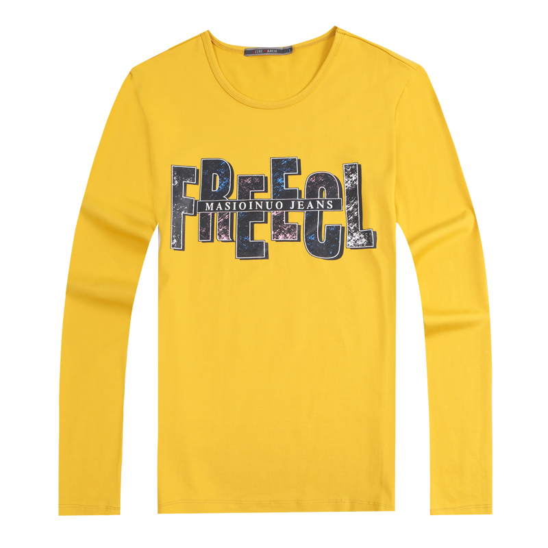 迪尔马奇春装新品男士修身长袖T恤 字母印花打底衫潮M07625