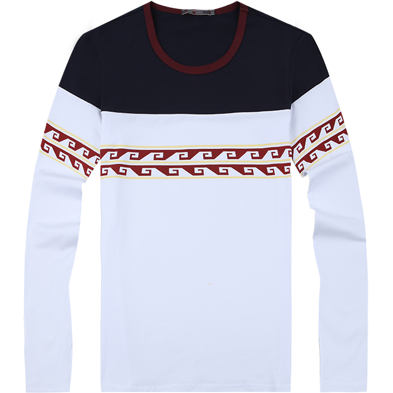 迪尔马奇春季新款时尚百搭圆领长袖T恤衫男士打底衫M07572