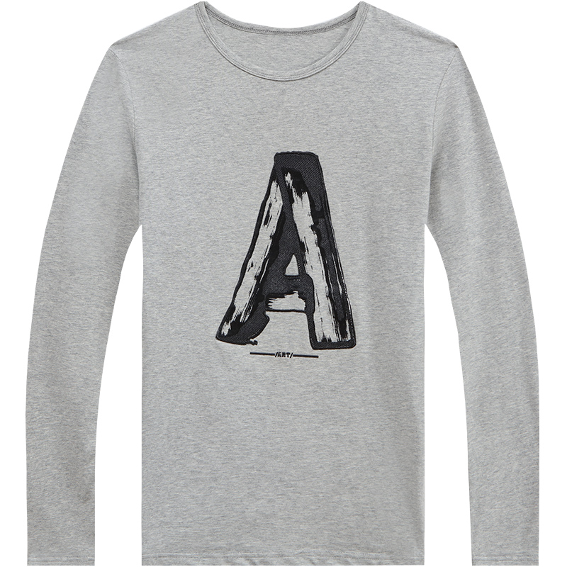 迪尔马奇春季新款男士休闲长袖T恤 A字母印花打底衫潮M07605