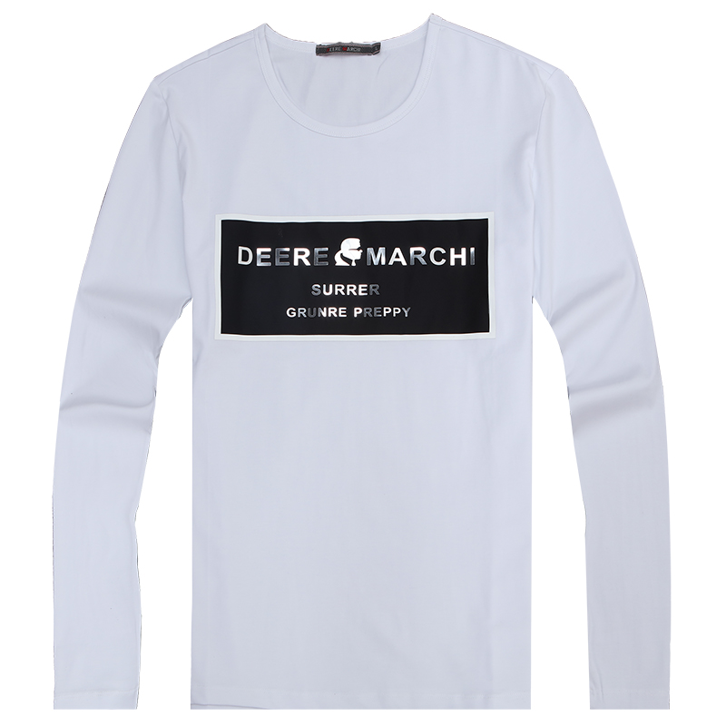 迪尔马奇春季新款男士休闲长袖T恤 字母印花修身打底衫M07620