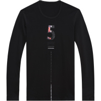 迪尔马奇春装新品男士修身长袖T恤 数字贴布印花休闲潮M07608