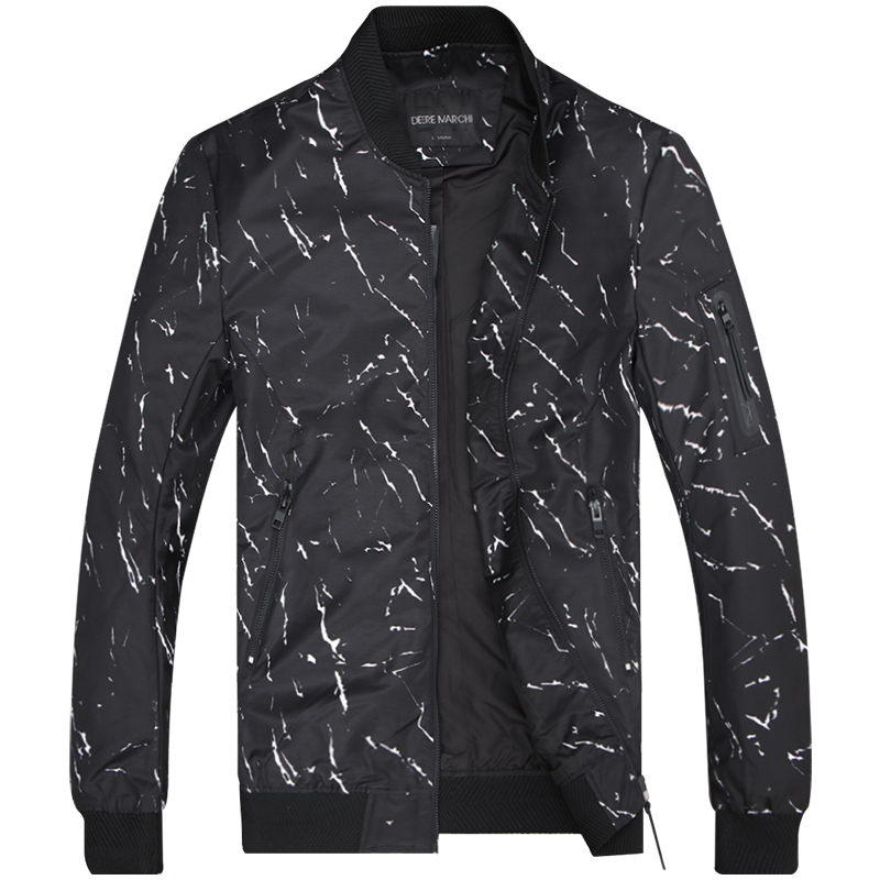 迪尔马奇春装新款男士休闲夹克 时尚潮流印花修身外套M09621