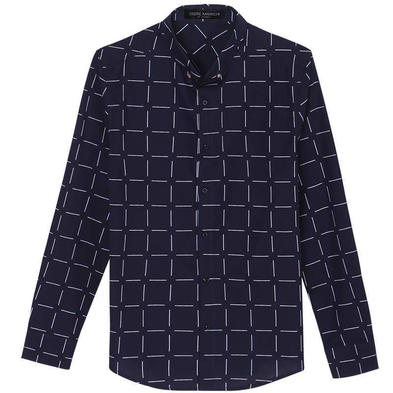 迪尔马奇春夏新品英伦时尚休闲格子潮流男装长袖衬衫M06518