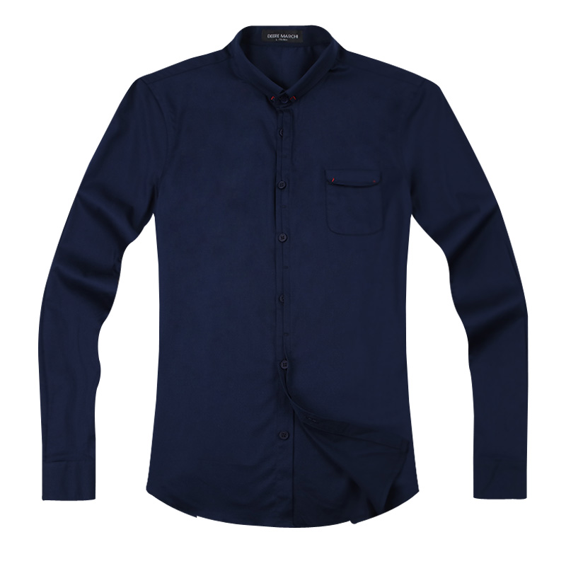迪尔马奇新款男士休闲长袖衬衫 纯色薄款修身上衣M06642