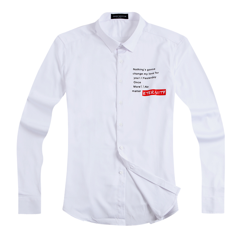 迪尔马奇秋新品男士休闲长袖衬衫 简约字母印花男装M06699