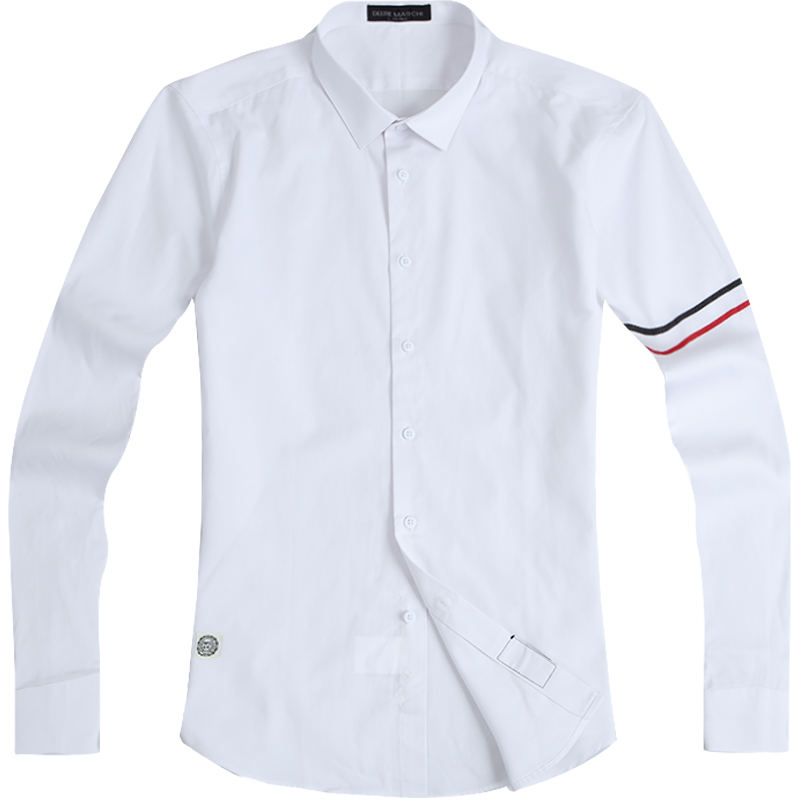 迪尔马奇秋新品男士休闲长袖衬衫 简约条纹装饰男装M06707