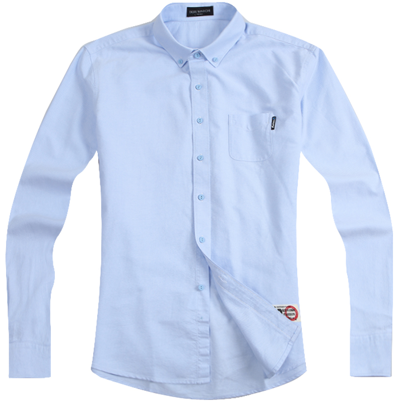 迪尔马奇新款男士休闲长袖衬衫 简约纯棉修身衬衣M06708