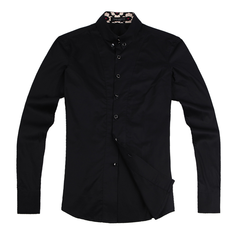 迪尔马奇新款男士休闲长袖衬衫 几何线条刺绣衬衣M06662