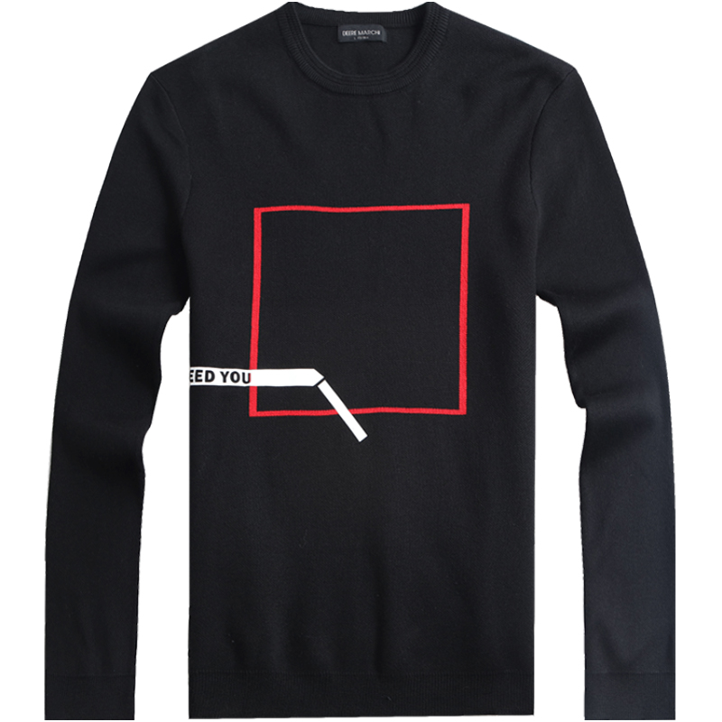 迪尔马奇冬装新款男士休闲毛衣 几何字母印花针织衫潮M11611