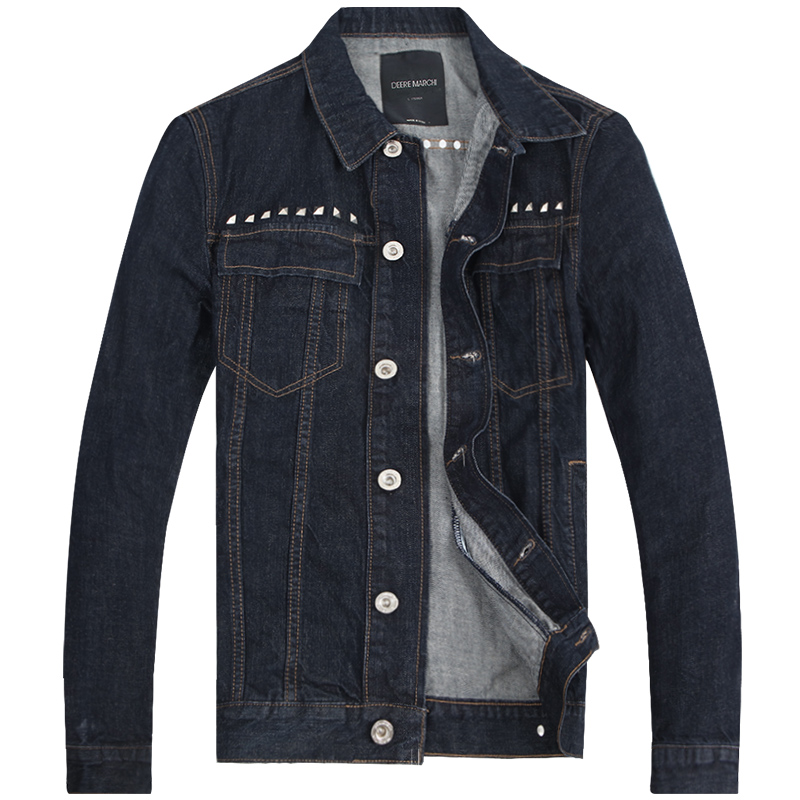 迪尔马奇装新款原色铆钉牛仔外套男复古修身牛仔夹克M09684