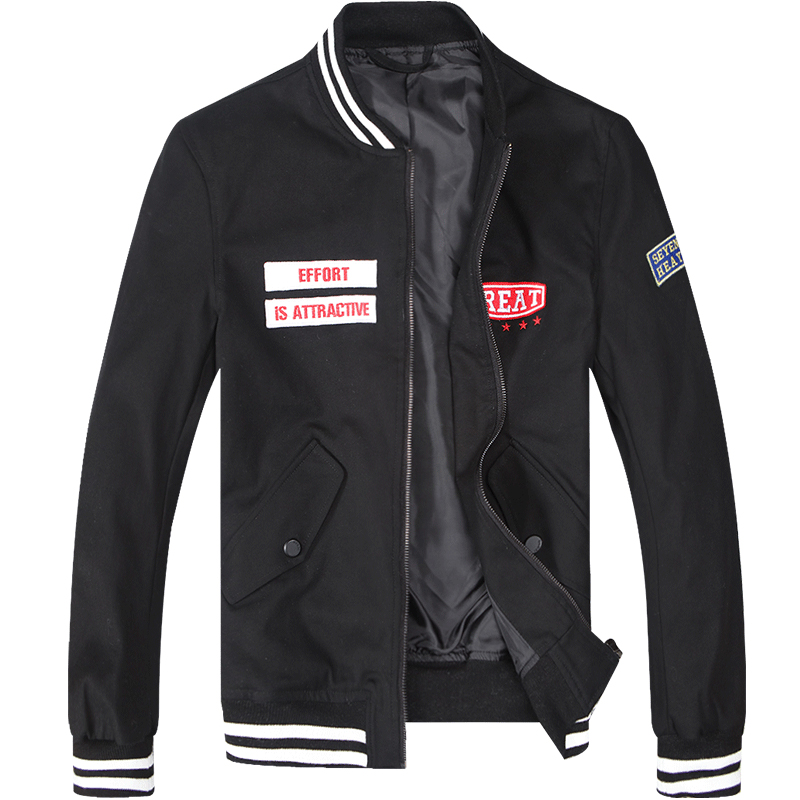 迪尔马奇飞行员夹克男 新款字母印花立领空军修身外套潮M09694