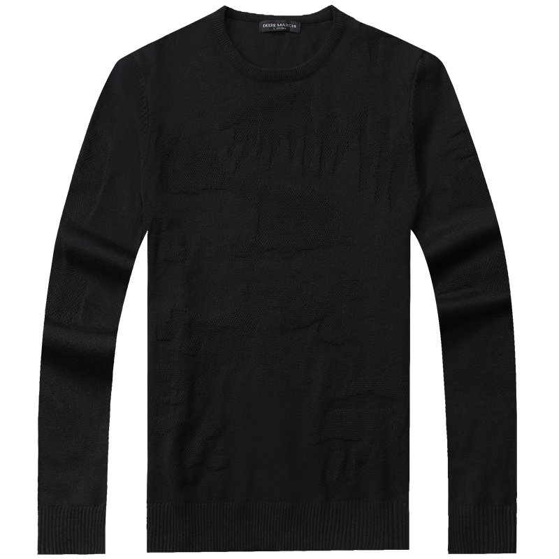 迪尔马奇男士毛衣修身套头针织衫男潮流提花圆领男装线衣M11640