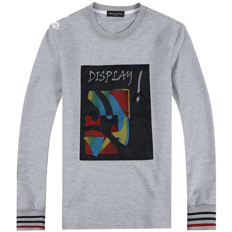 迪尔马奇秋新款男士休闲套头卫衣 修身印花打底衫潮M08593