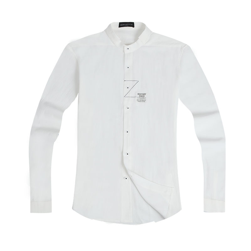 迪尔马奇装新款男士休闲长袖衬衫 纯棉简约立领男装M06710