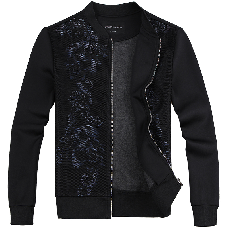 迪尔马奇 装新款炫酷印花网布拼接潮流太空棉修身夹克男M09565