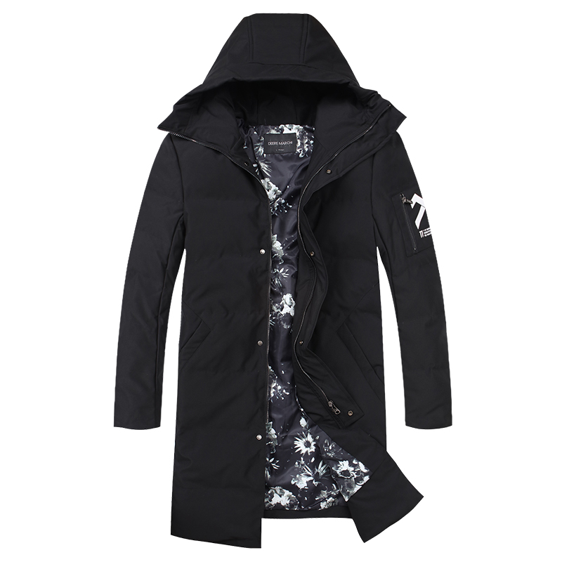 迪尔马奇冬季新款男士羽绒服 中长款连帽加厚长袖外套M13786