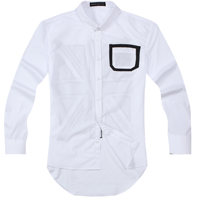 迪尔马奇男士长袖白衬衫秋季青少年薄款休闲修身学生衬衣潮M06742