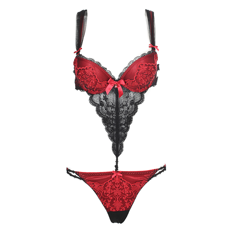 爱恋伊 新女士内衣内裤薄款聚拢胸罩女塑身衣连体衣性感文胸套装女人