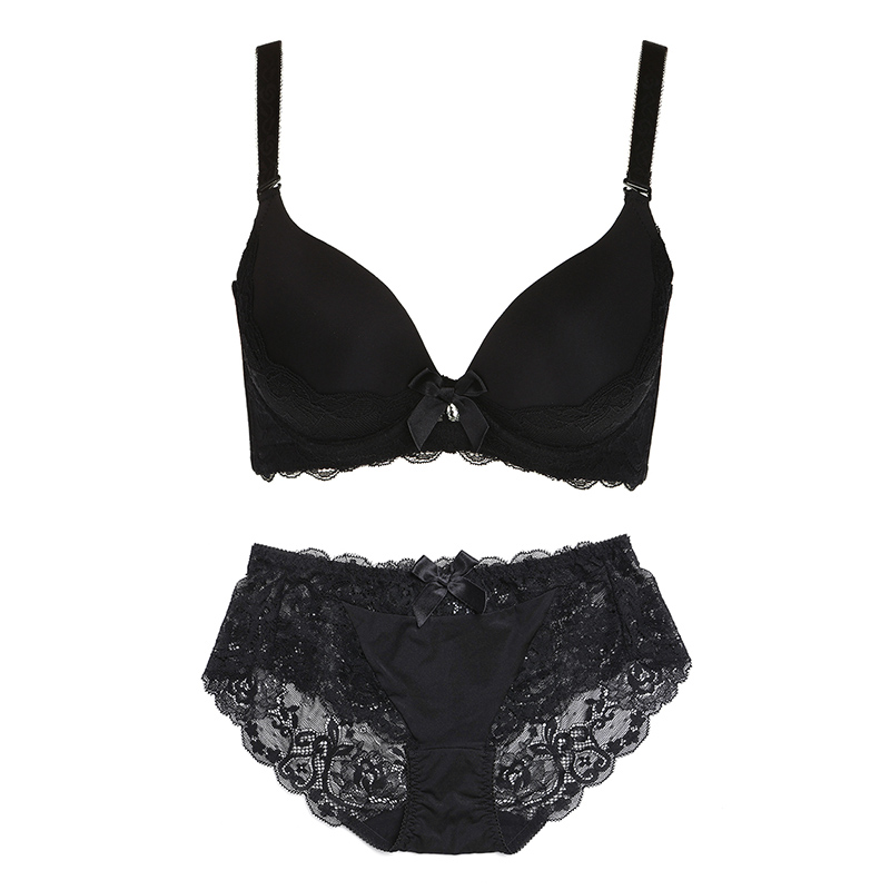 2017女士内衣文胸薄款光面胸罩少女款内衣内裤女性感聚拢文胸套装