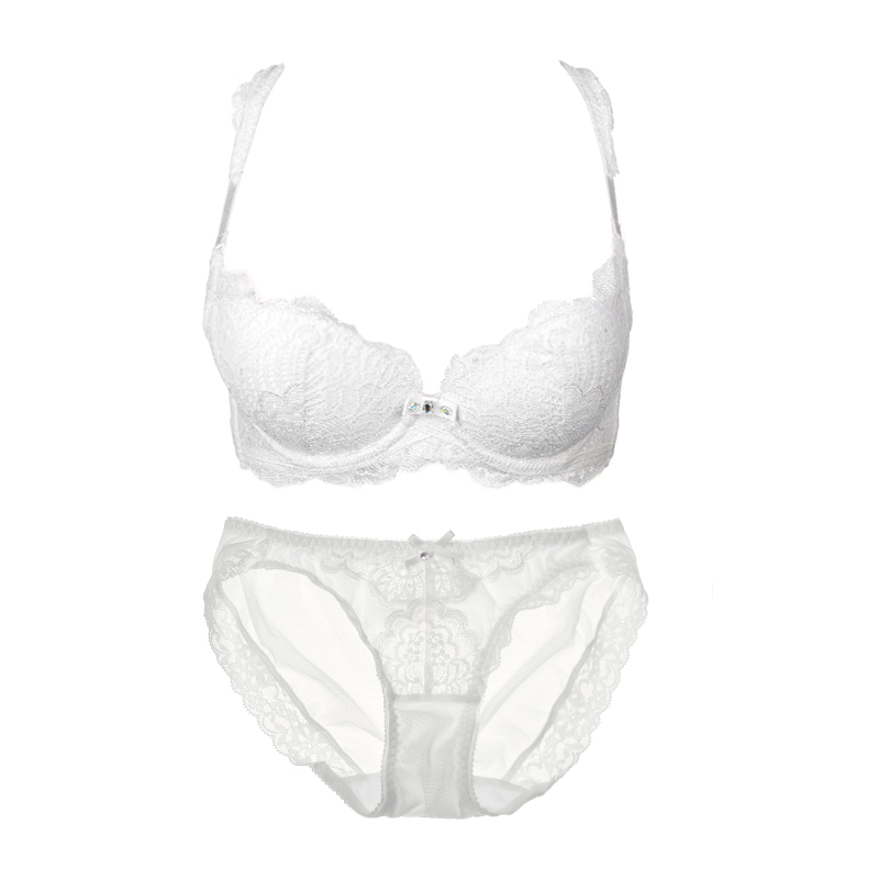 正品夏季新品女士白色内衣幻彩薄款性感文胸套装女聚拢胸罩蕾丝边