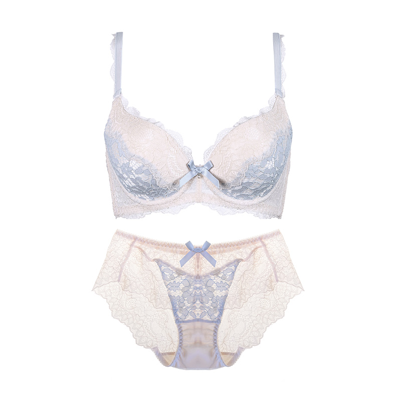 2018夏季新品爱恋伊女士内衣内裤女薄款蕾丝性感聚拢文胸套装少女