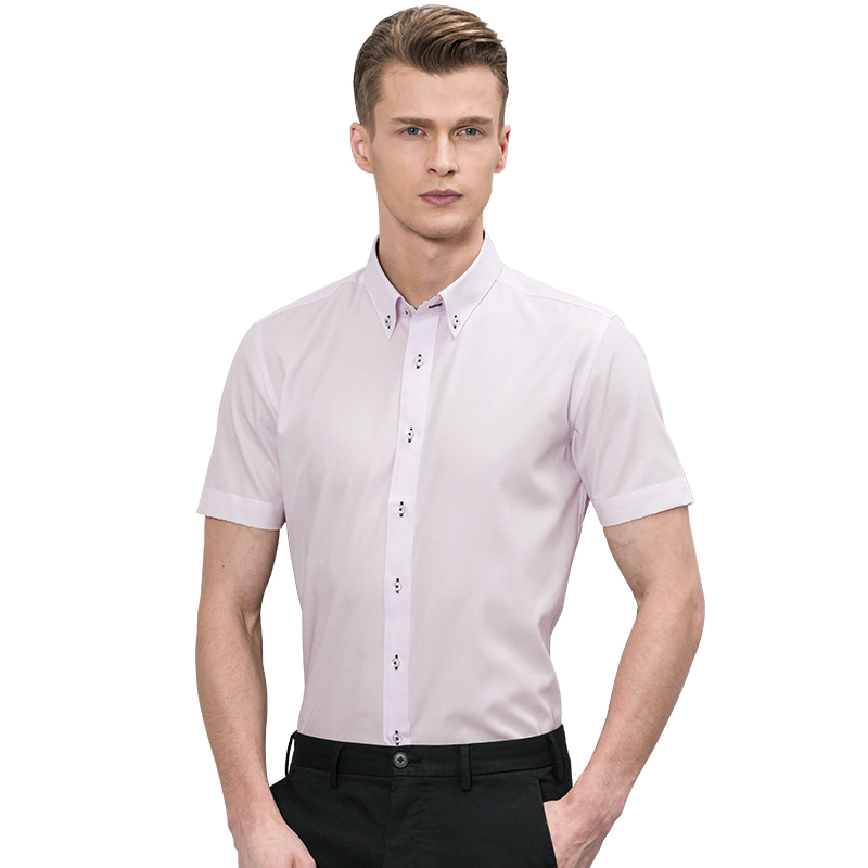 深海DeepOcean2017春夏季新品男士商务衬衣纯棉免烫职业装短袖衬衫男修身半袖寸衫 DDX35516S