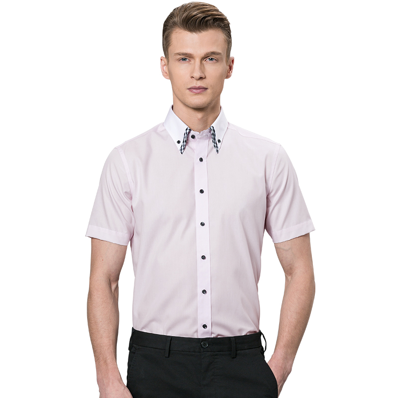 深海DeepOcean2017春夏季新品男士商务衬衣纯棉免烫职业装短袖衬衫男修身半袖寸衫 DDX35517S