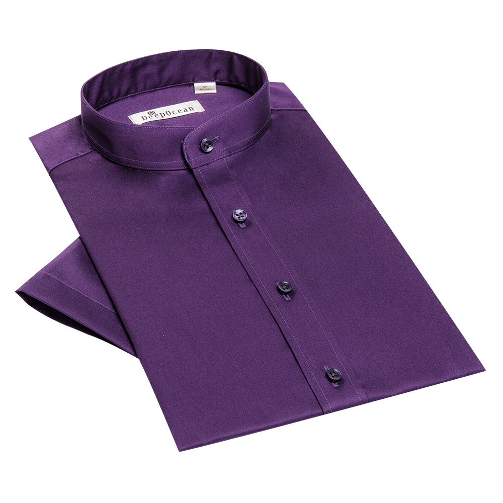 2018夏季新品立领短袖衬衫男商务纯色韩版修身免烫薄款寸衫衬衣