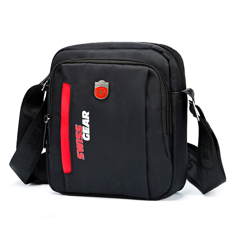 SWISSGEAR瑞士军刀男士单肩包 多功能商务出差休闲运动包骑行包 轻便斜跨包 黑色