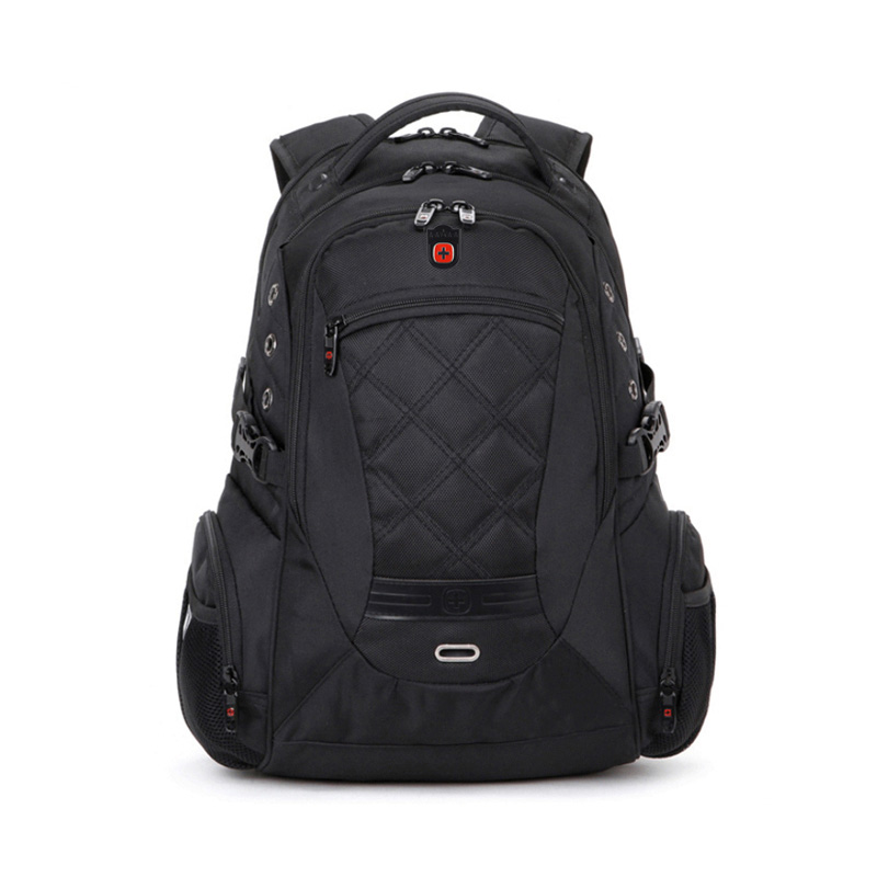 SWISSGEAR瑞士军刀双肩包 防泼水笔记本电脑包大容量双肩背包 多功能旅行书包 黑色