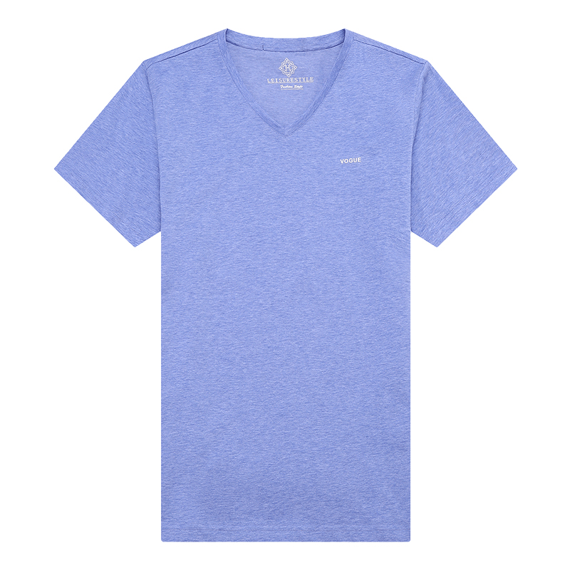 卡帝乐鳄鱼(CARTELO)短袖T恤男2018年夏季新款中青年男士V领纯色短袖BAB7917