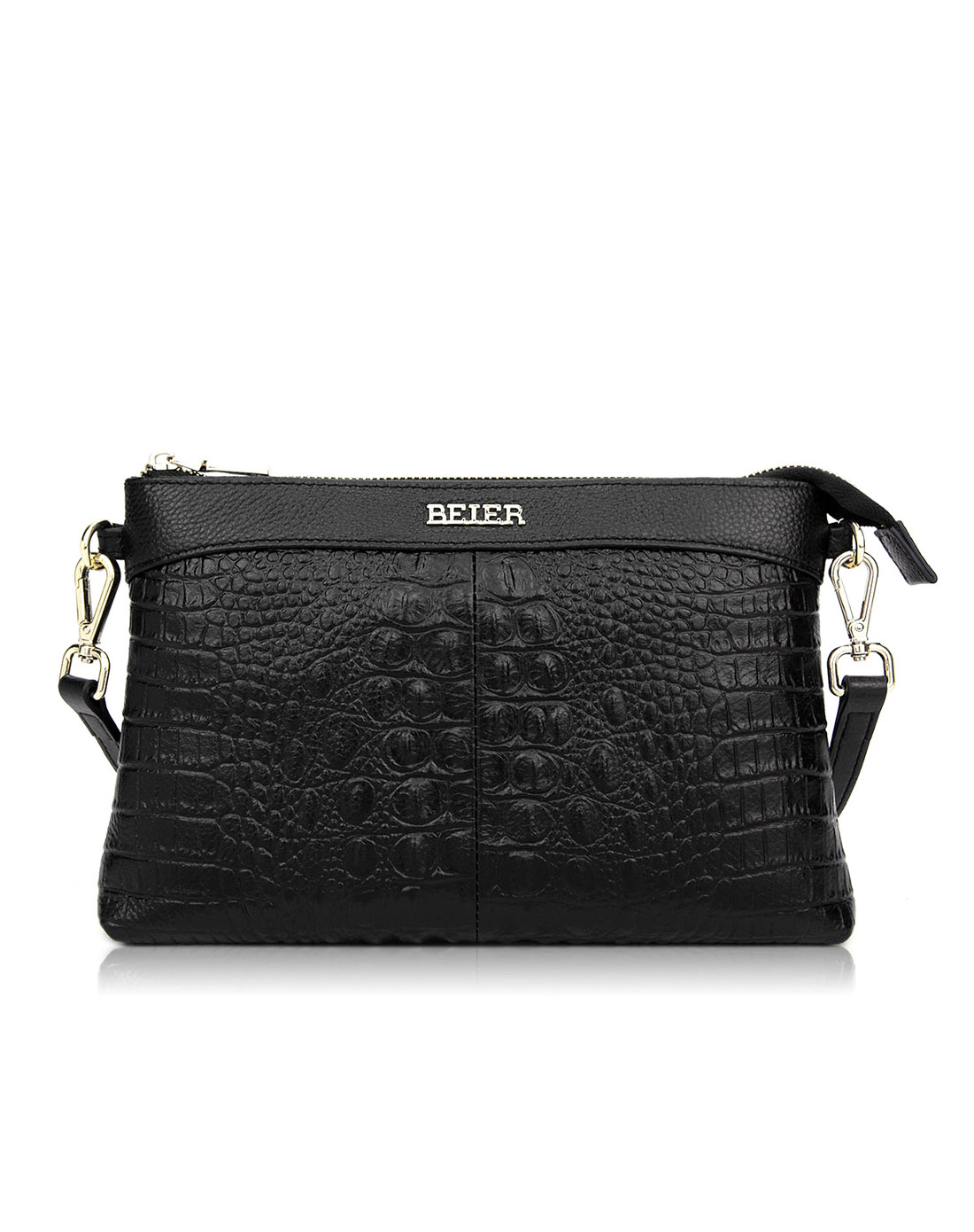 贝尔beier迷你牛皮真皮斜挎小包女包鳄鱼纹单肩包斜挎时尚百搭