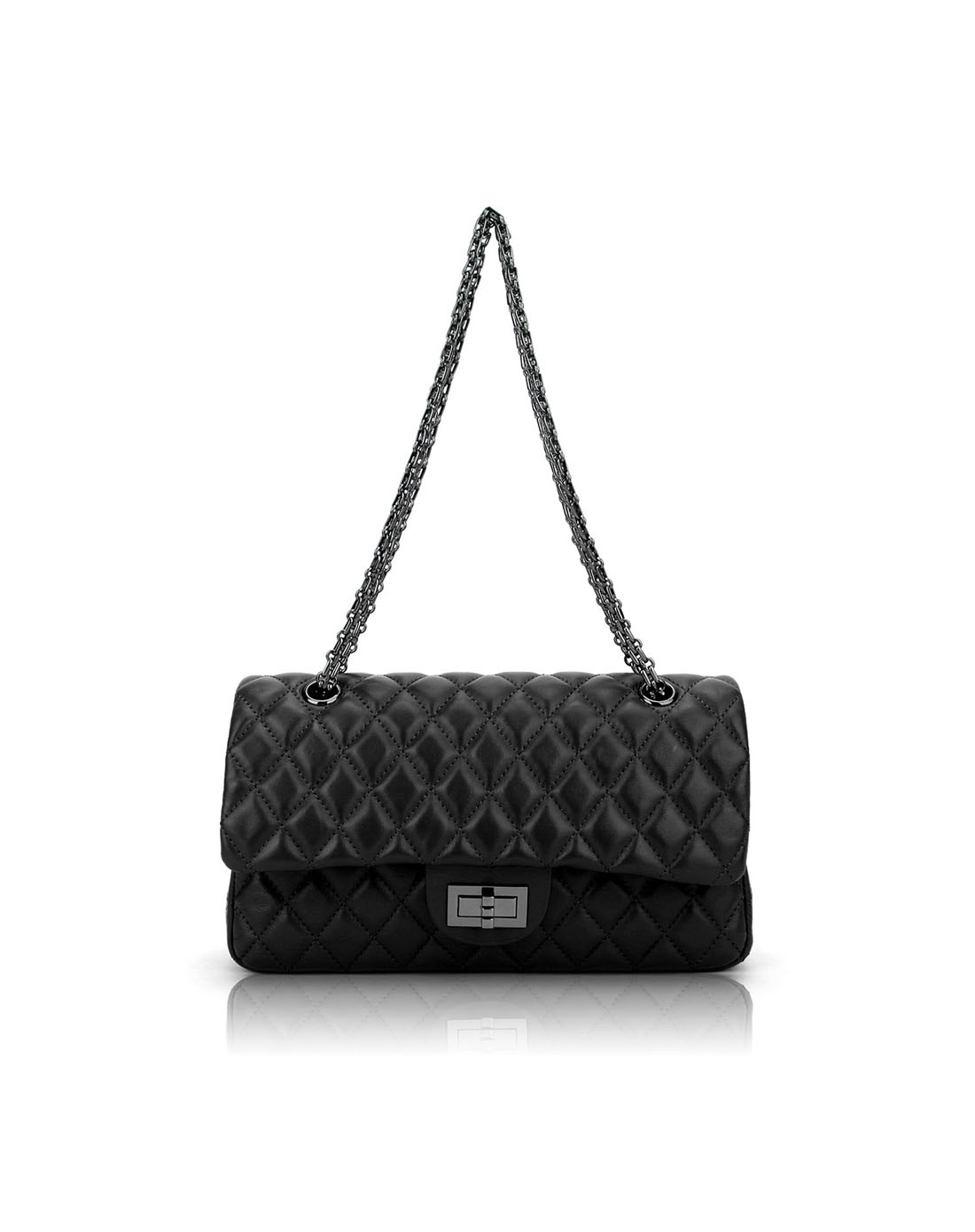 贝尔beier链条包欧美时尚菱格宴会旅行纯色经典中款真皮羊皮羊皮单肩手提女斜跨包