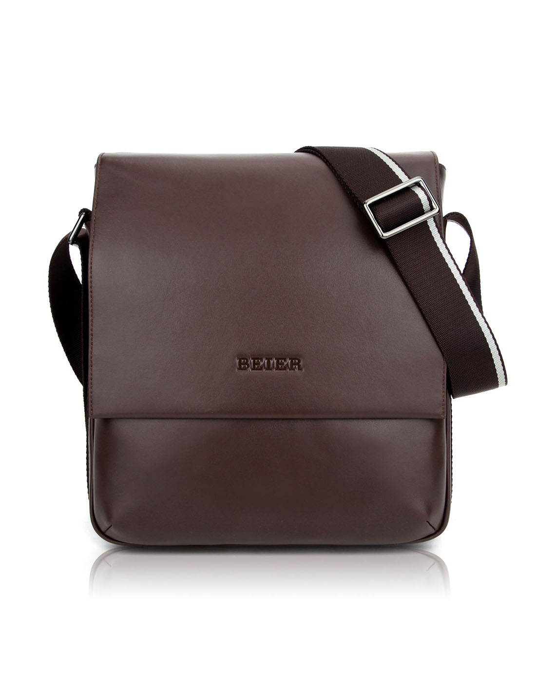 贝尔beier新品旅行休闲商务纯色牛皮革真皮经典竖款单肩包男包