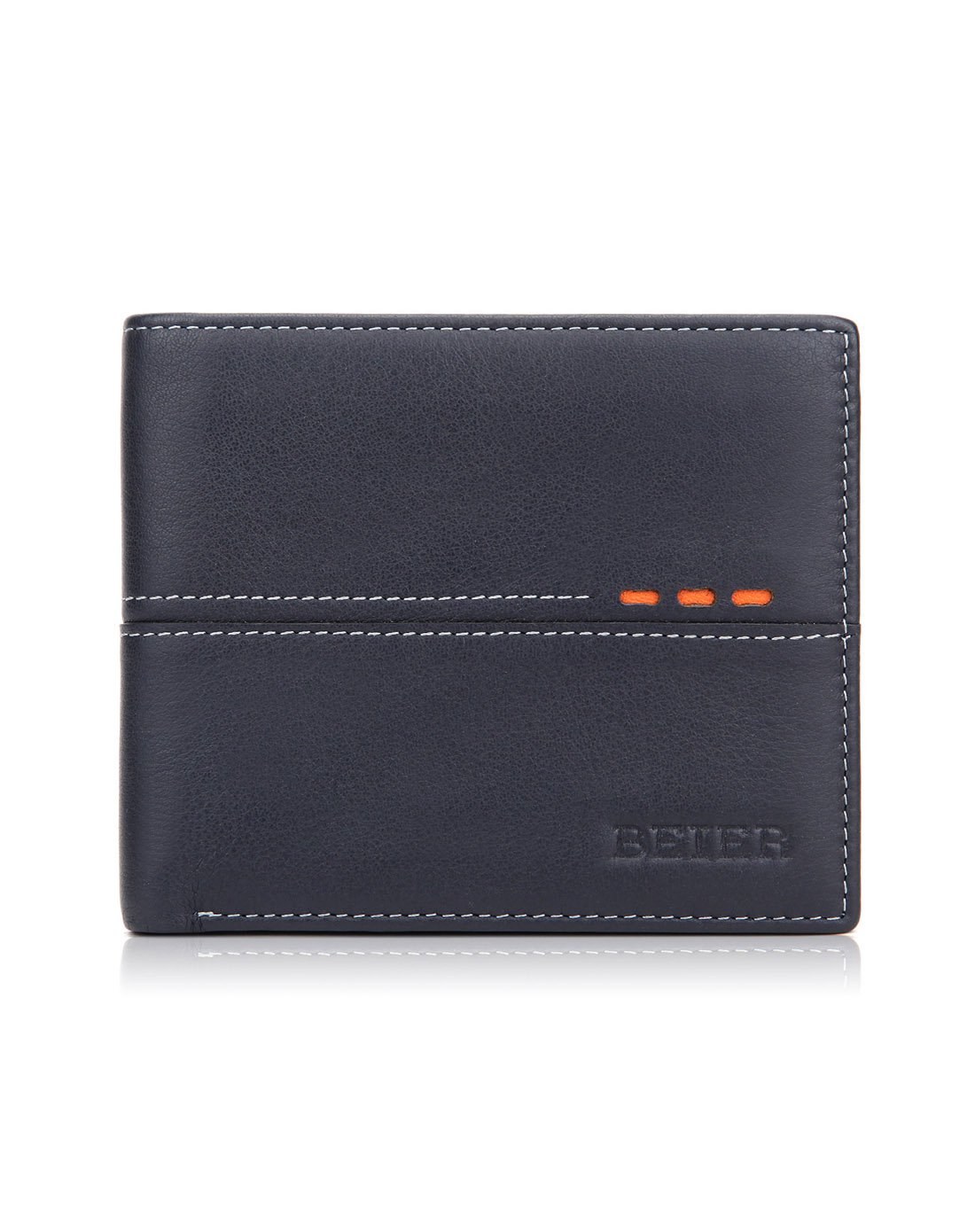 贝尔beier宴会旅行休闲商务纯色进口头层牛皮革真皮多卡位横款短款钱包男包