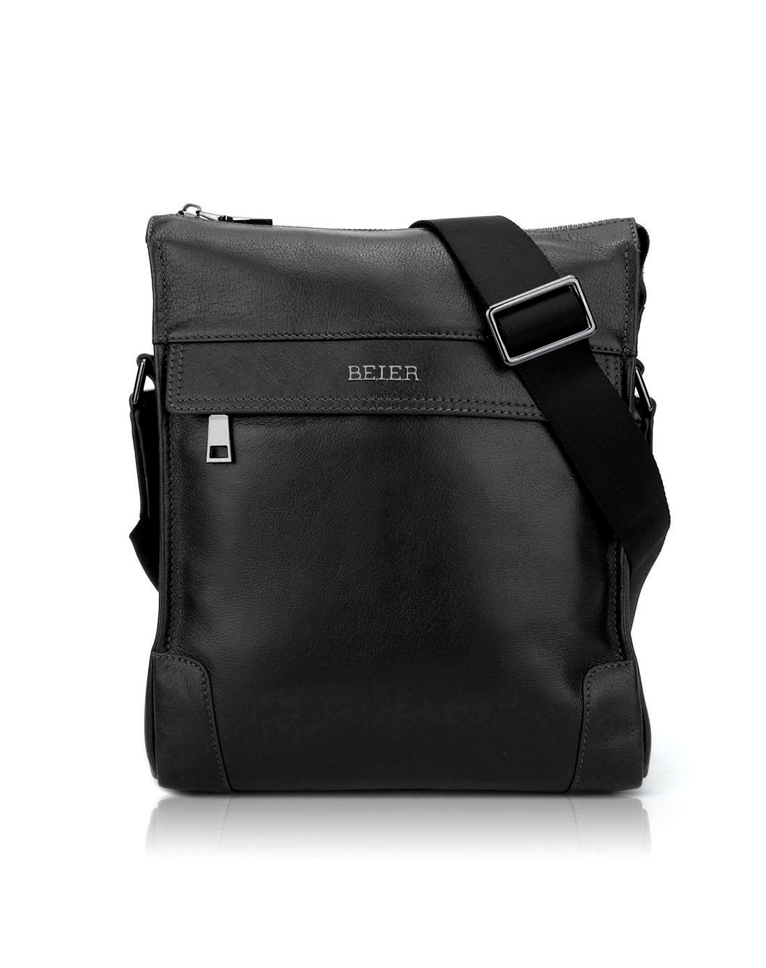 贝尔beier2018旅行休闲商务纯色牛皮革真皮经典单肩包-爆款男包