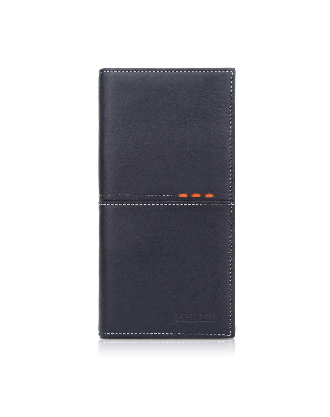 贝尔beier宴会旅行休闲商务纯色进口牛皮革真皮柔软长款钱包男包