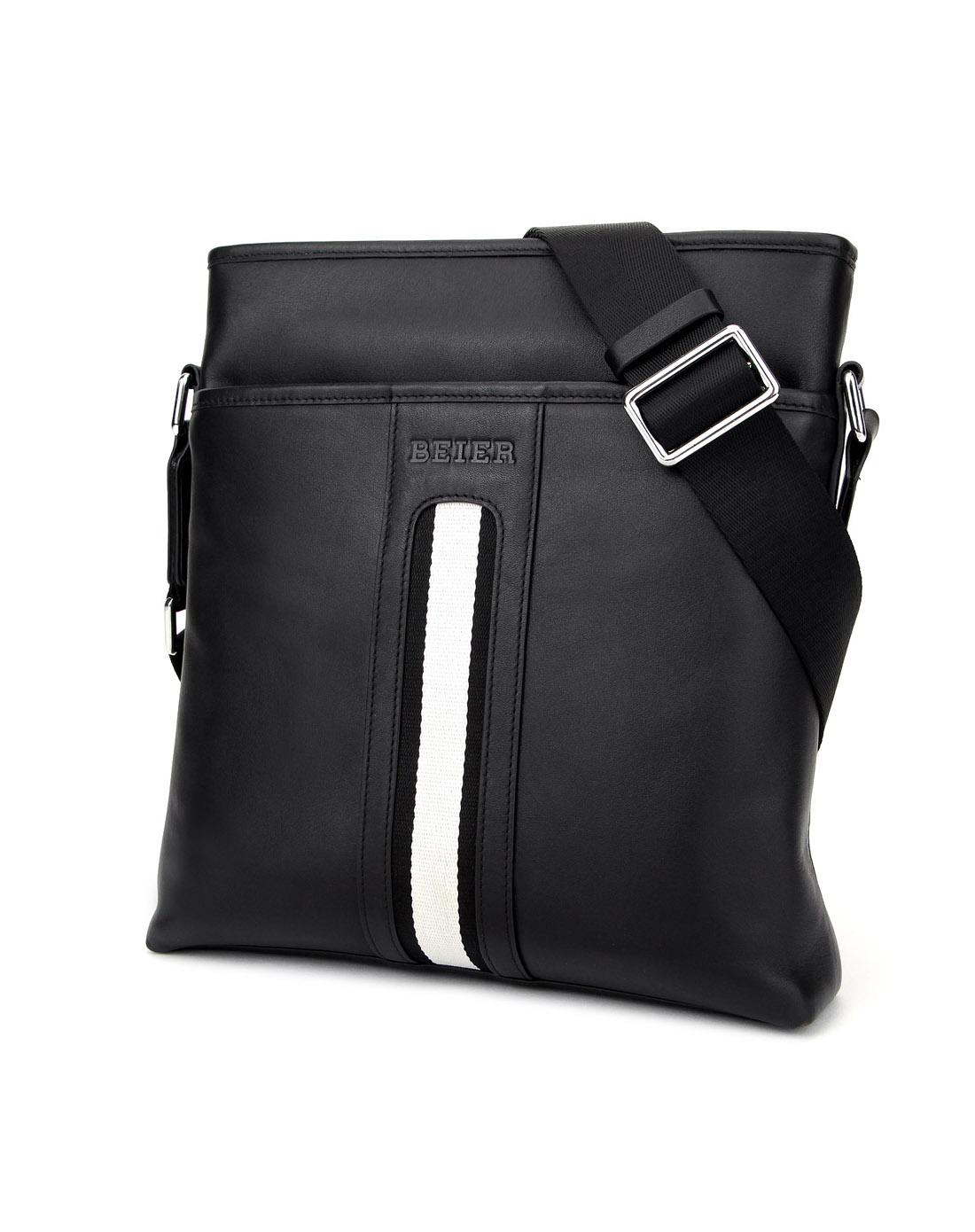 贝尔beier2018新款旅行休闲商务纯色进口软牛皮真皮柔软单肩斜跨包男包