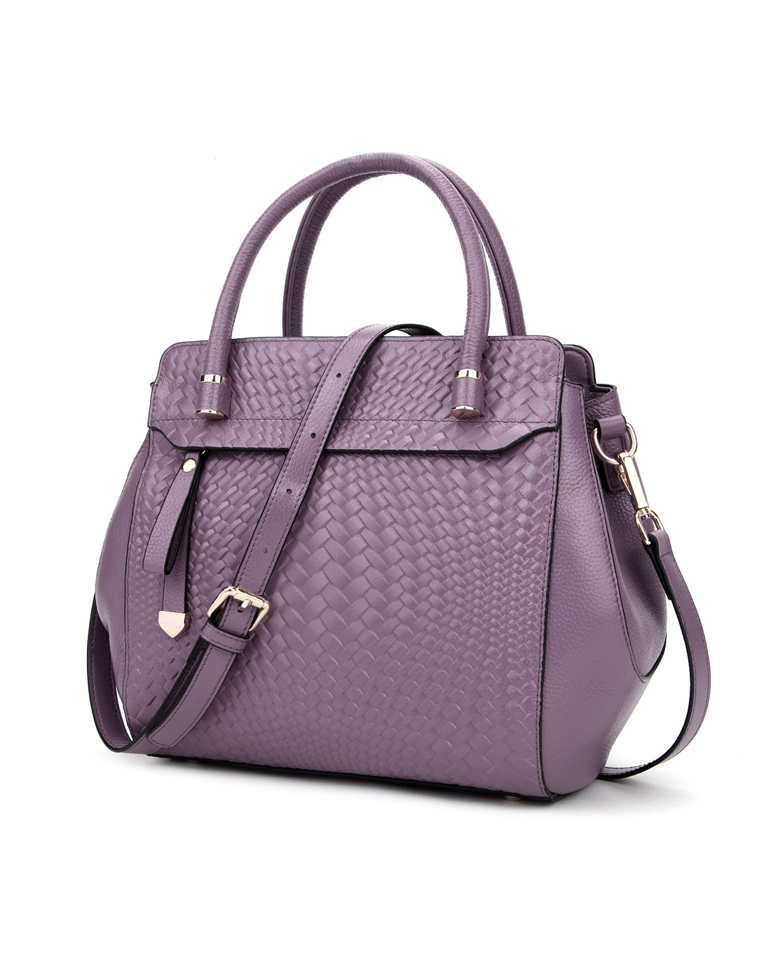 贝尔beier优雅压花宴会旅行纯色编织纹头层牛皮真皮手提包女包