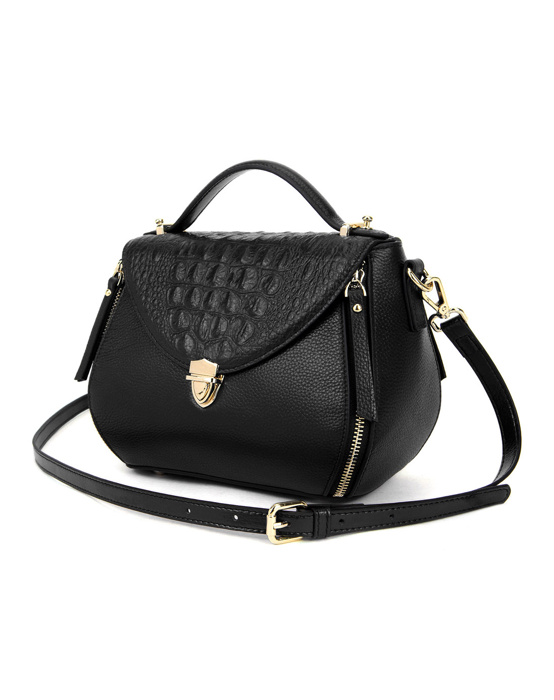 贝尔beier2018新品动物纹休闲鳄鱼纹牛皮革真皮手提斜挎女包