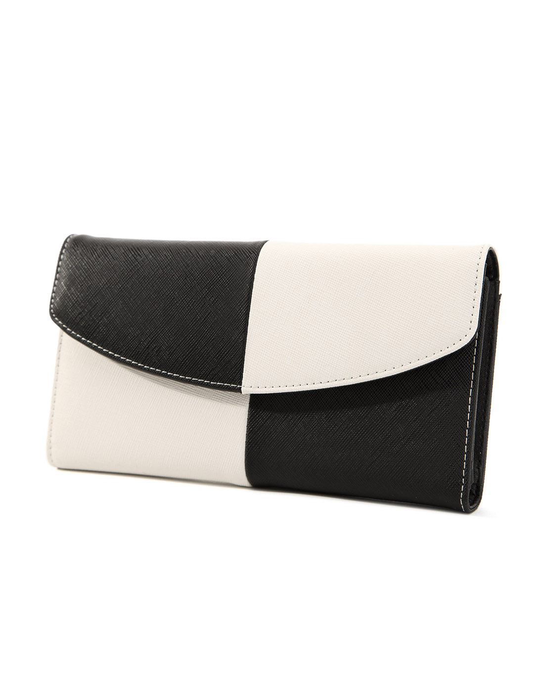 贝尔beier撞色休闲防刮二层牛皮真皮长款黑白经典二折钱包单肩包特惠女包